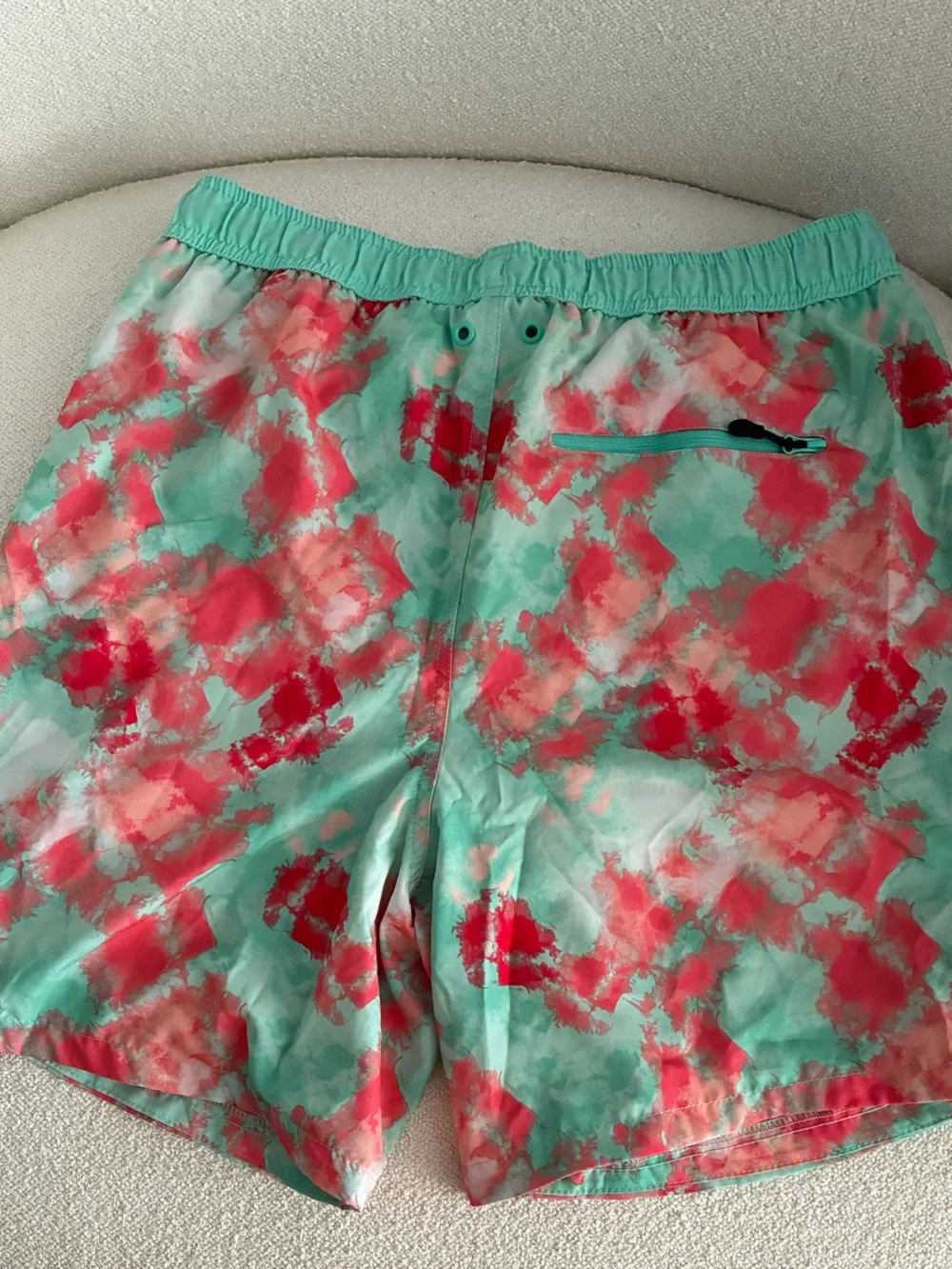 Laguna Men’s Tie-Dye Swim Trunks in Aqua and Coral